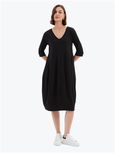 Tirelli V Neck Diagonal Seam Dress