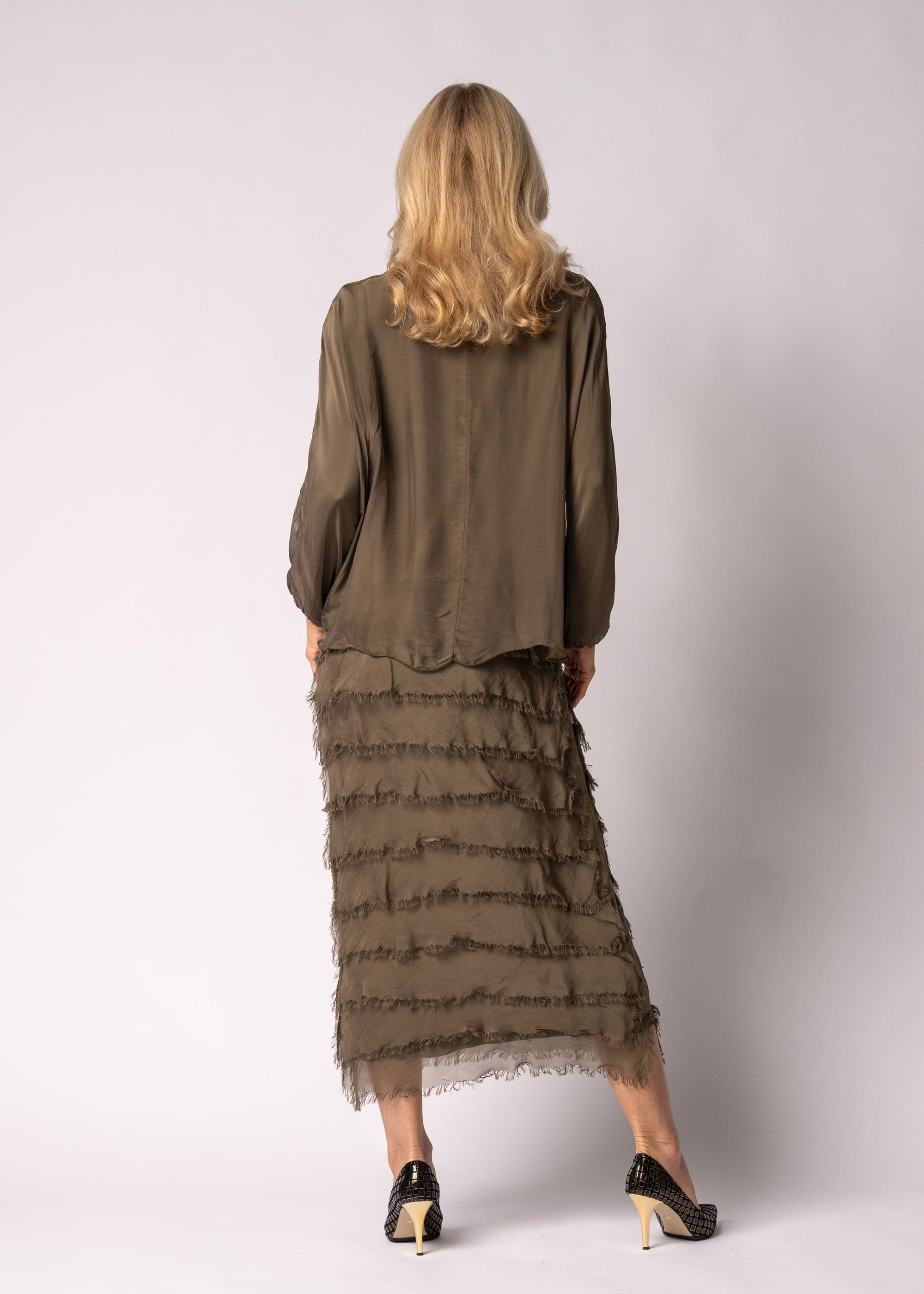 Imagine Fashion Odette Silk Dress | Moss Green