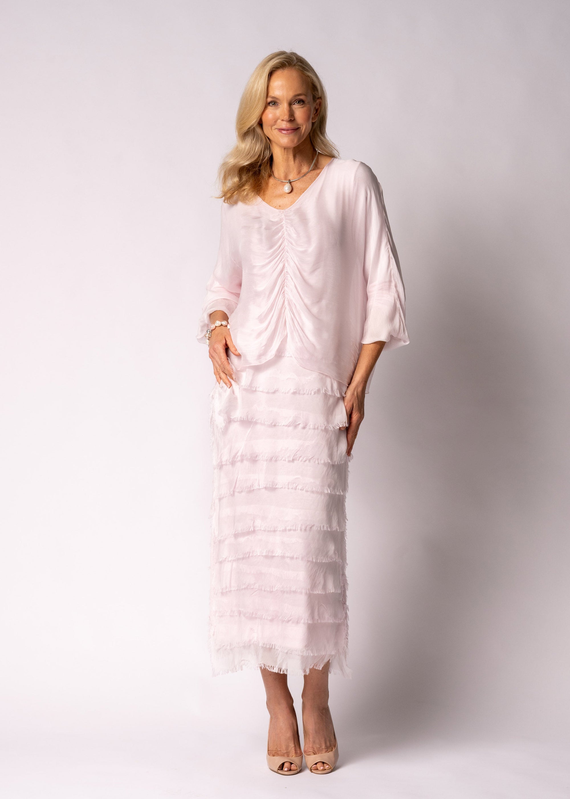 Imagine Fashion Odette Silk Dress | Modena Pink