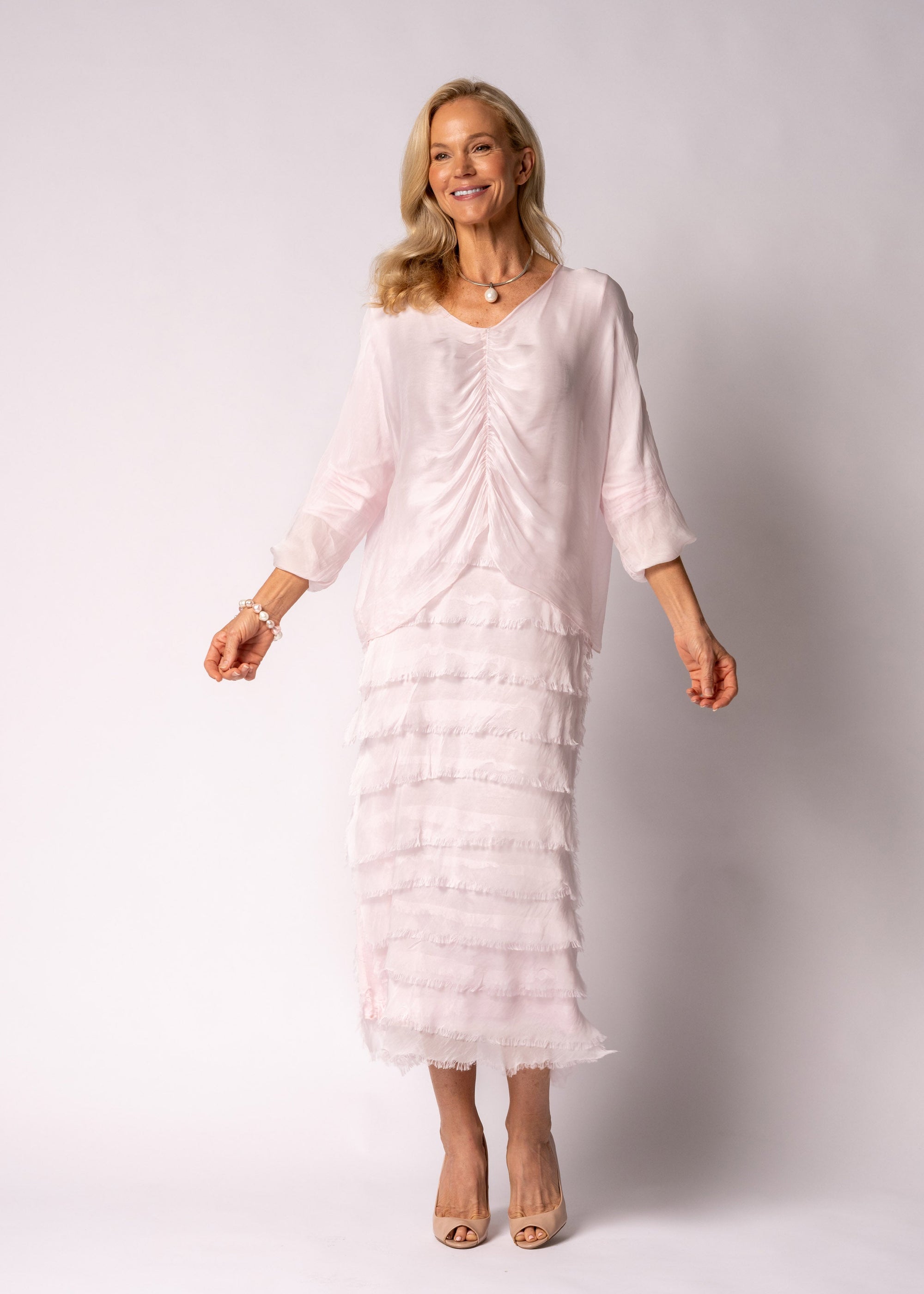 Imagine Fashion Odette Silk Dress | Modena Pink