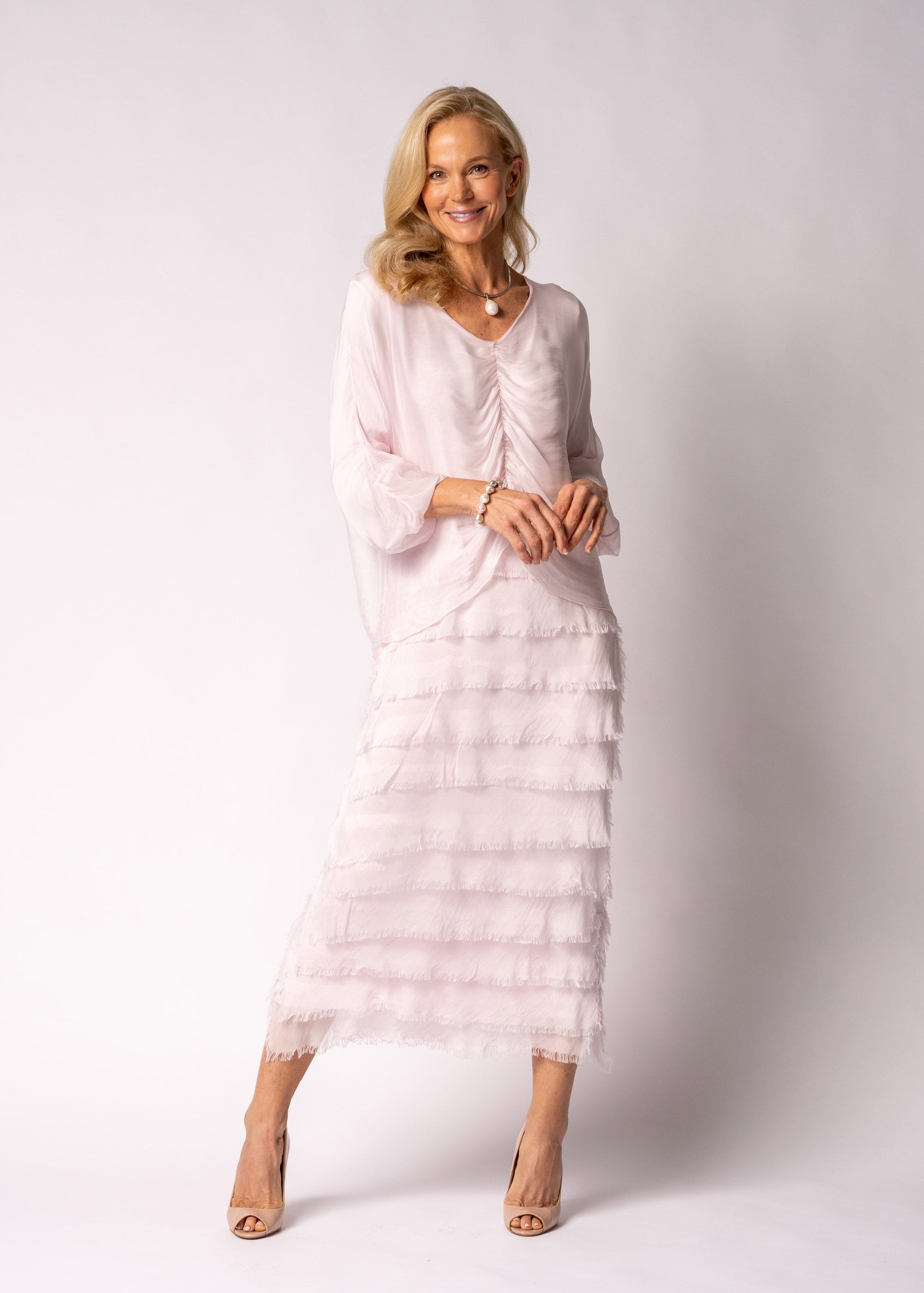 Imagine Fashion Odette Silk Dress | Modena Pink