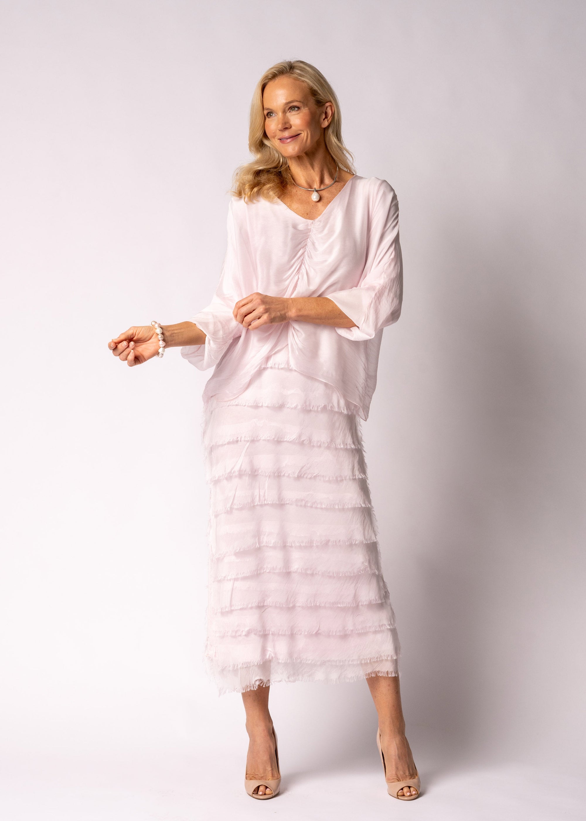 Imagine Fashion Odette Silk Dress | Modena Pink