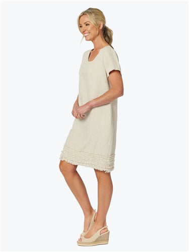 Gordon Smith Ruffle Hem Linen Dress 46000