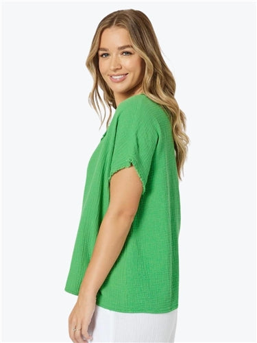 Threadz Byron Cotton V Neck Top 45970
