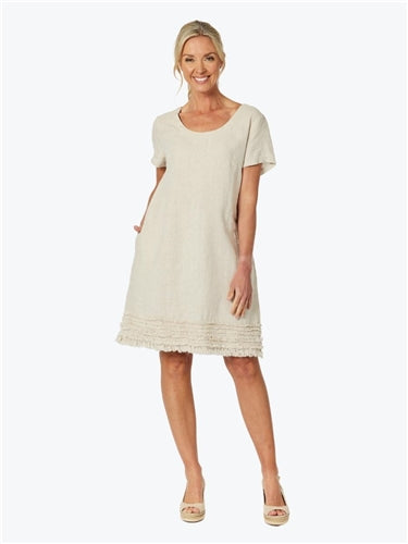 Gordon Smith Ruffle Hem Linen Dress 46000