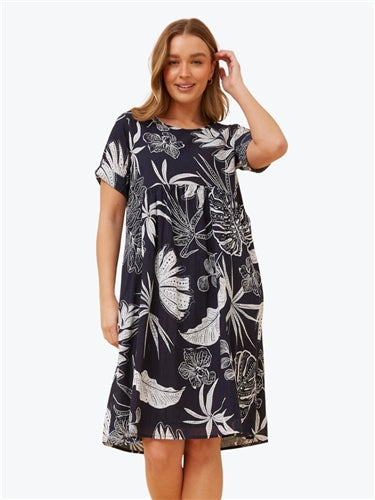 Mystic Monsoon Leaf Print Dress