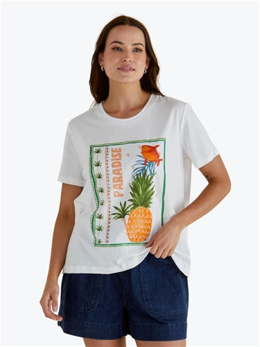 Betty Basics Ellia Crew Tee | Paradise Beach Print