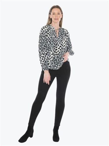 Jump Snow Leopard Ruffle Neck Top