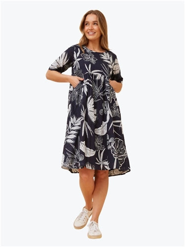 Mystic Monsoon Leaf Print Dress