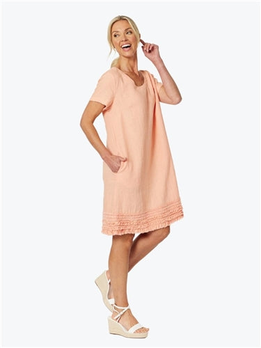 Gordon Smith Ruffle Hem Linen Dress 46000