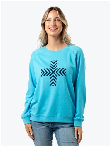 Stella + Gemma Classic Sweater Sky Blue Chevron Cross