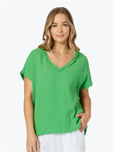 Threadz Byron Cotton V Neck Top 45970