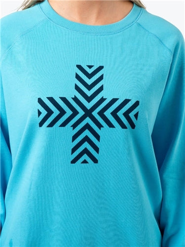 Stella + Gemma Classic Sweater Sky Blue Chevron Cross