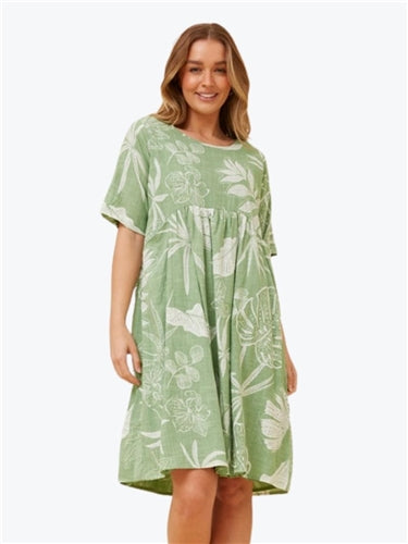 Mystic Monsoon Leaf Print Dress
