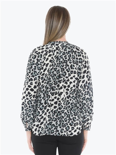 Jump Snow Leopard Ruffle Neck Top