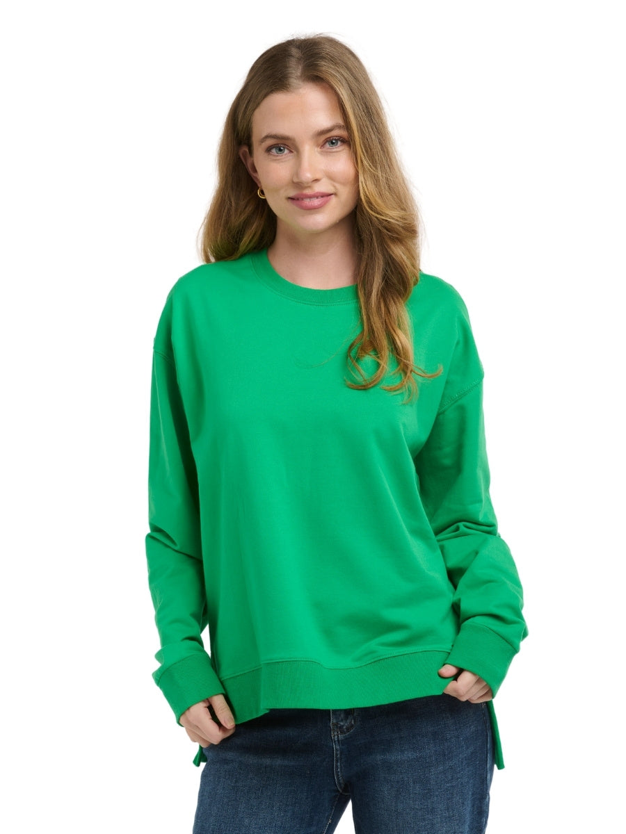 BASIC123 everyday sweater green long sleeve crew neck