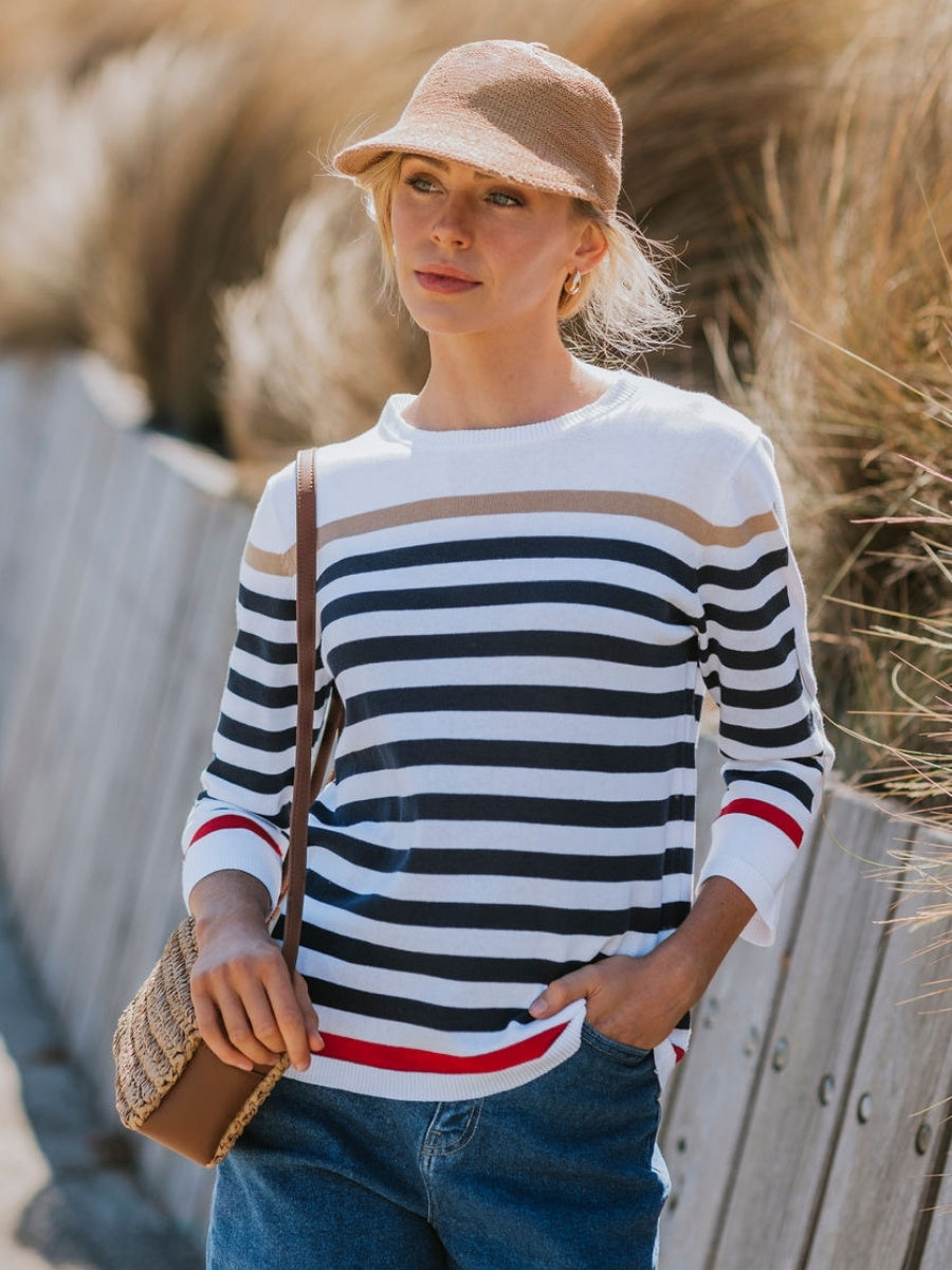 Bella Striped Pullover Nautical Combo long sleeve cotton knit