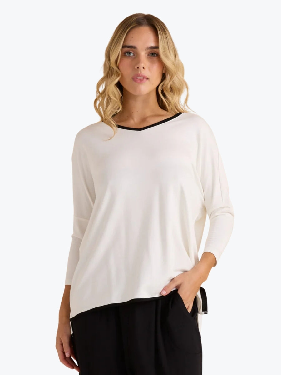 Betty Basics Adina 3/4 Sleeve Top in White