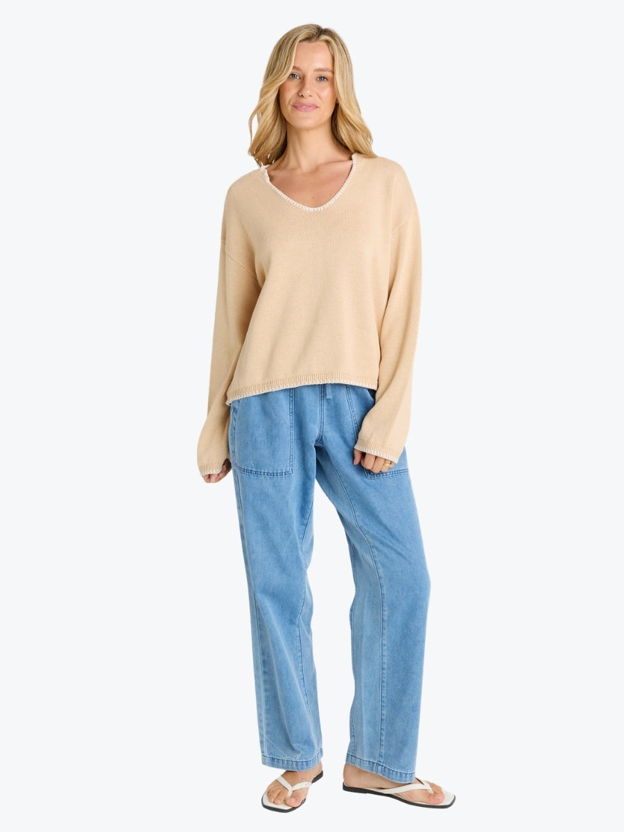 Betty Basics Ascot Stitch Sweater | Cream