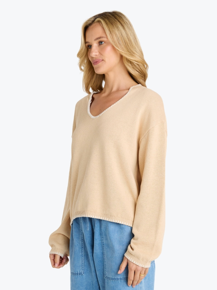 Betty Basics Ascot Stitch Sweater | Cream