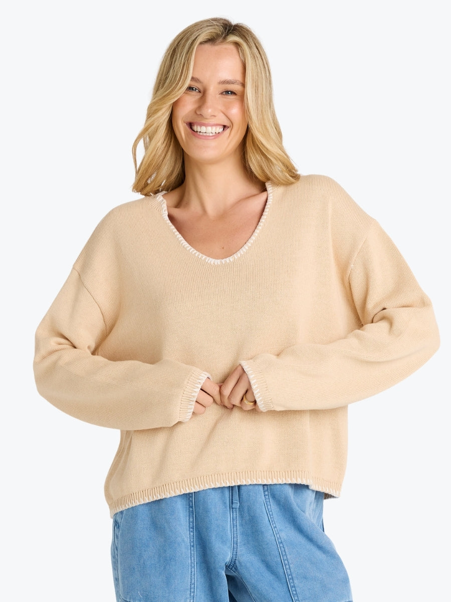 Betty Basics Ascot Stitch Sweater | Cream