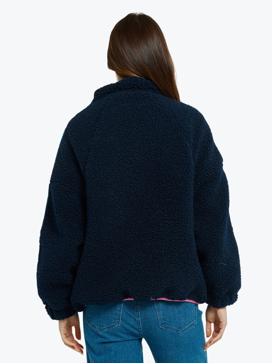 Betty Basics Aubrey Fleece Jacket | Navy/Rainbow