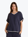 Betty Basics Clara Tee | Petrol/White