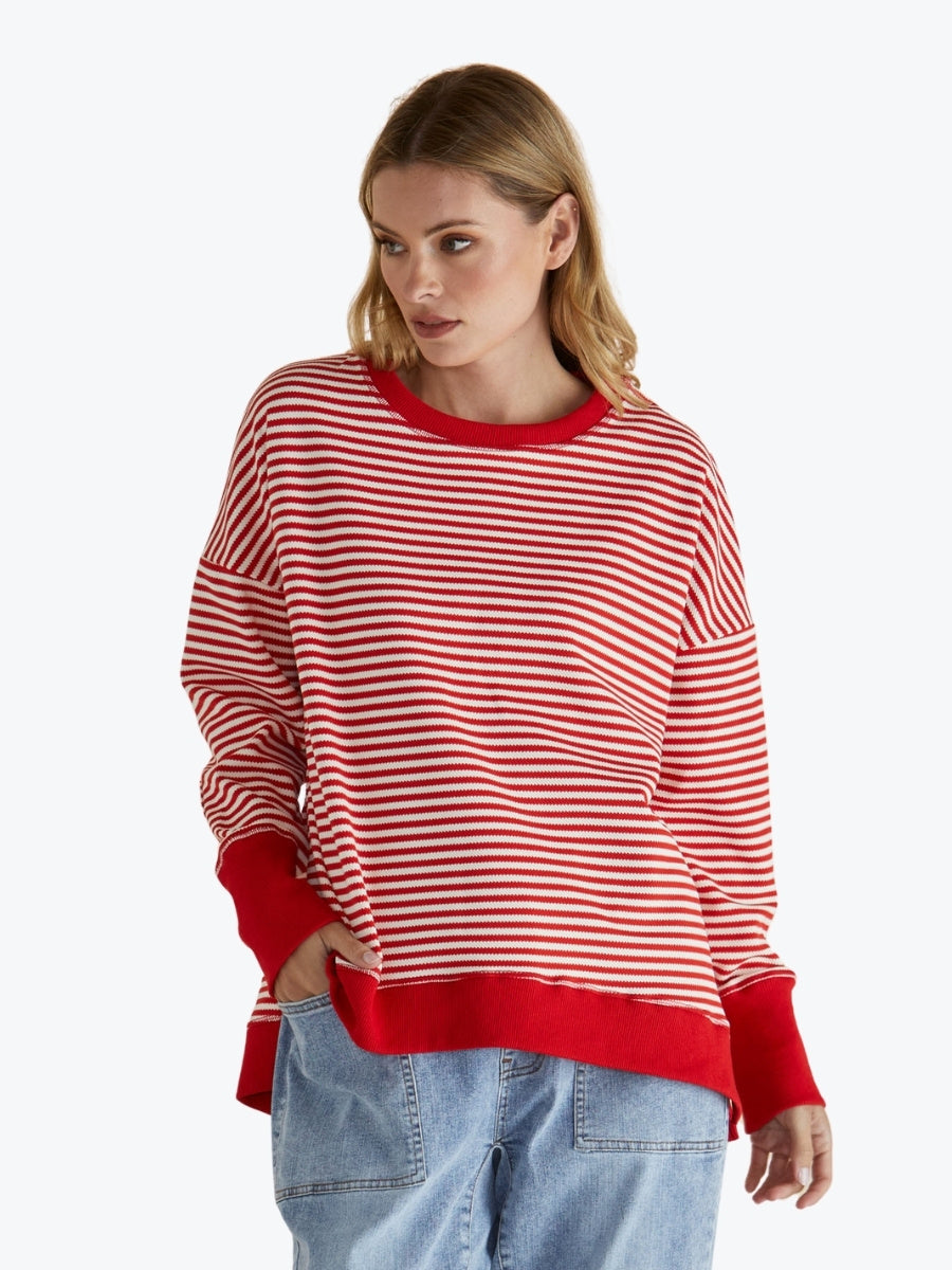 Betty Basics Cove Sweat in Red Stripe
