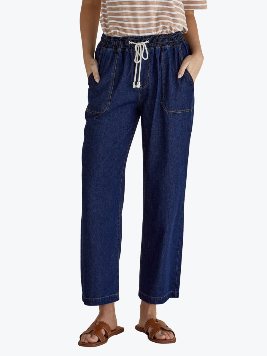 Betty Basics Drapey Denim Jogger in sapphire