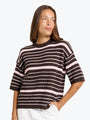 Betty Basics Dylan Knit Tee | Chocolate/Pink Stripe