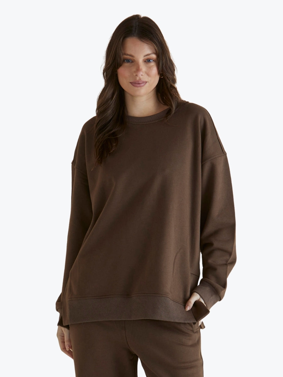 Betty Basics Easy Crew Sweat in Chocolate