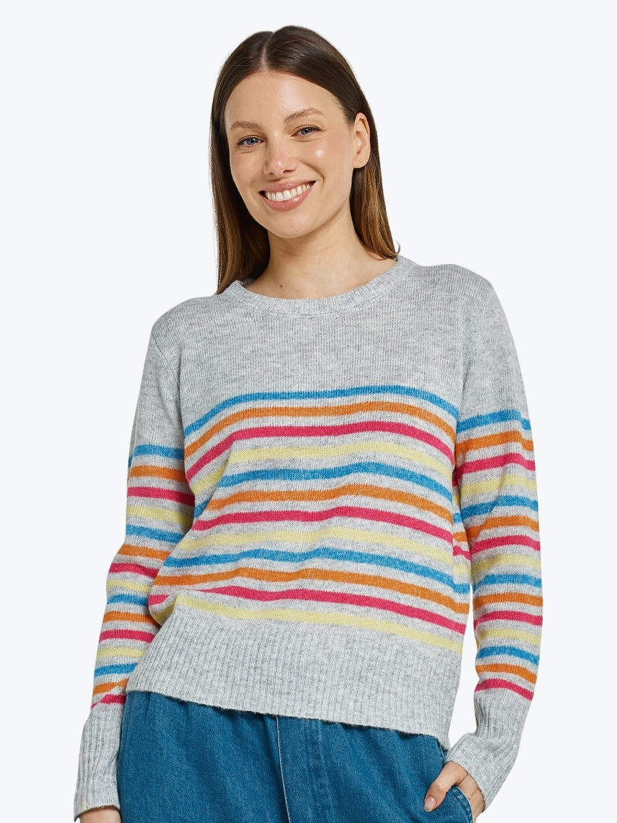 Betty Basics Elinda Sweater | Rainbow Stripe