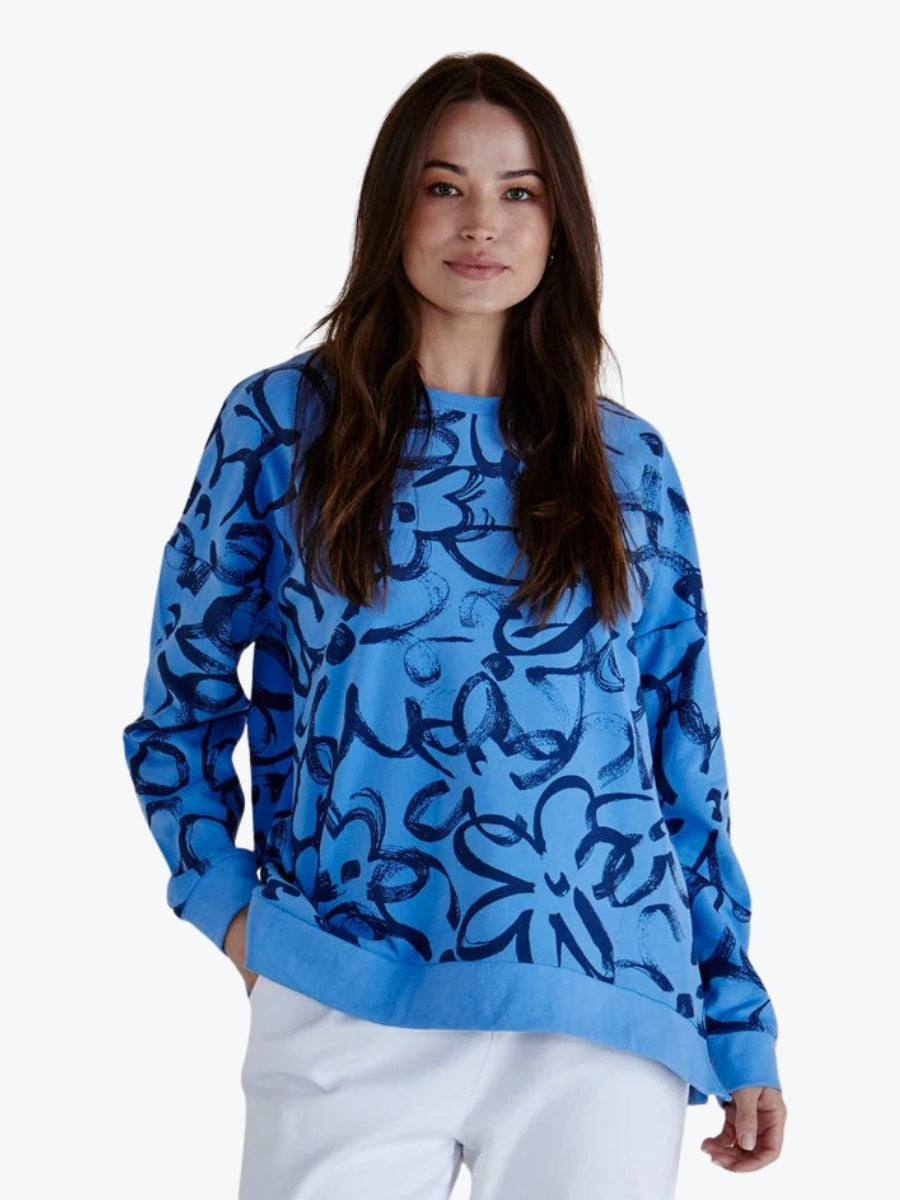 Betty Basics Palma Sweat in Blue Floral