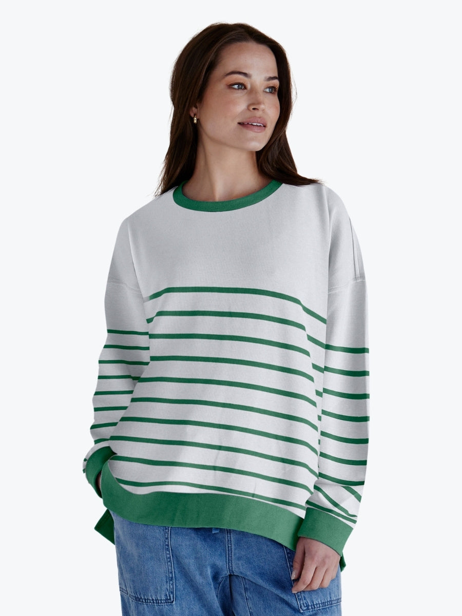 Betty Basics Palma Sweat in Green Stripe