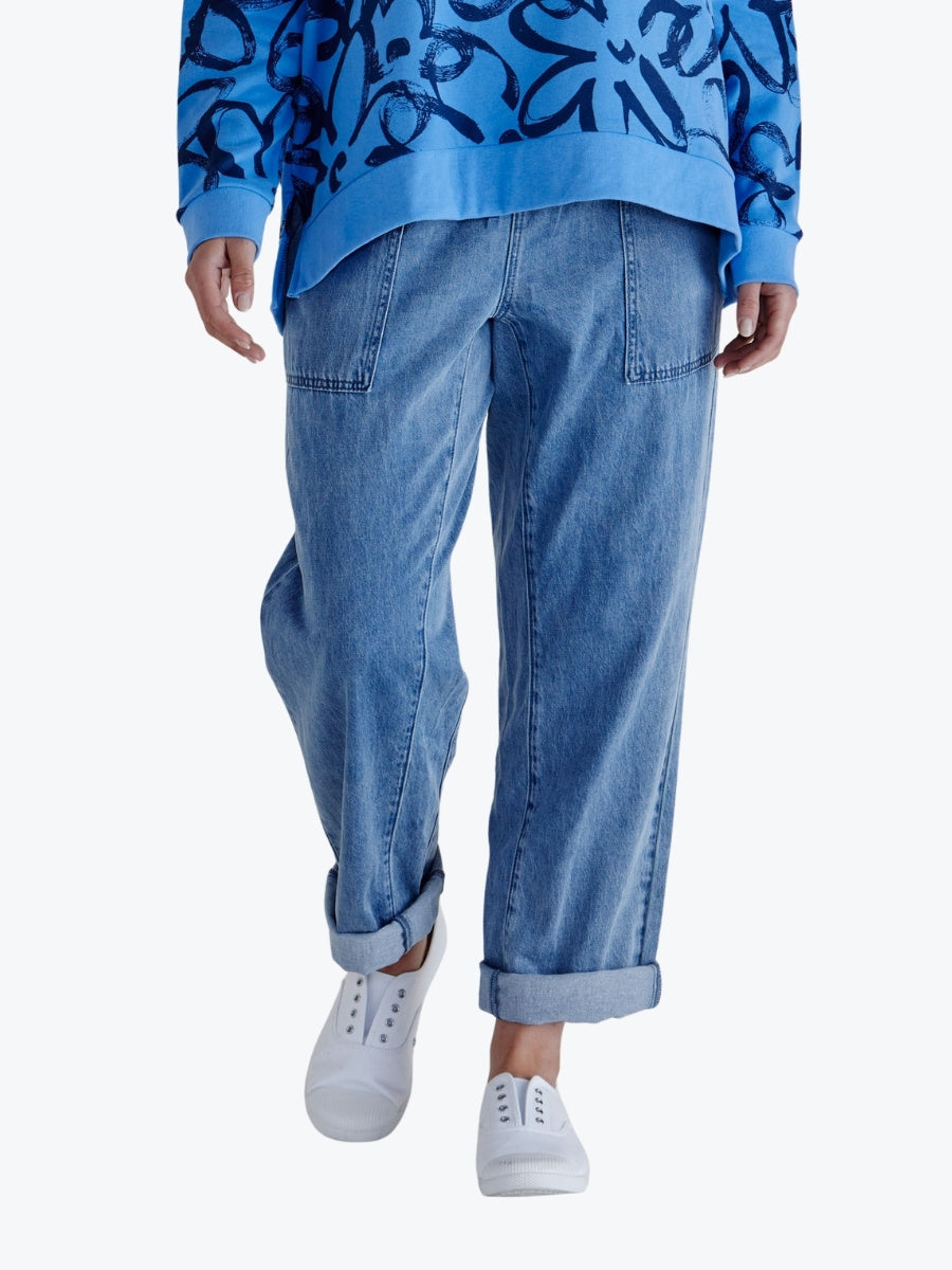 Betty Basics Quinn Cotton Jogger in Blue Denim