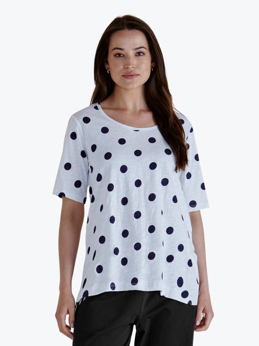 Betty Basics Riley Tee in Navy Polkadot