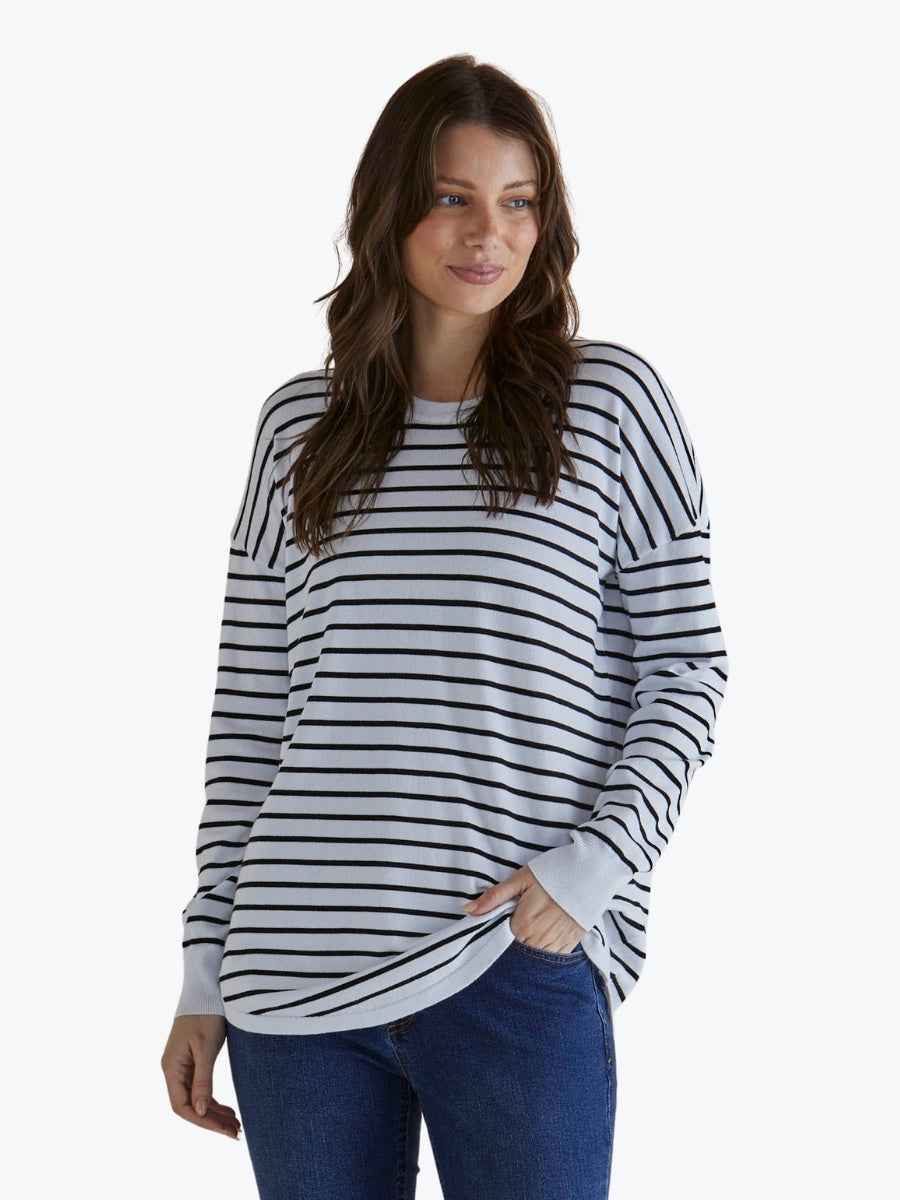 Betty Basics Sophie Knit Jumper in Monochrome Stripe