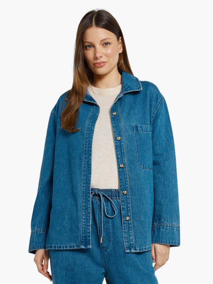 Betty Basics Vesper Denim Shirt | Mid Blue