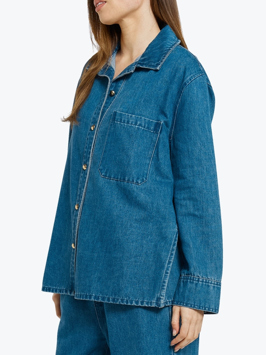 Betty Basics Vesper Denim Shirt | Mid Blue