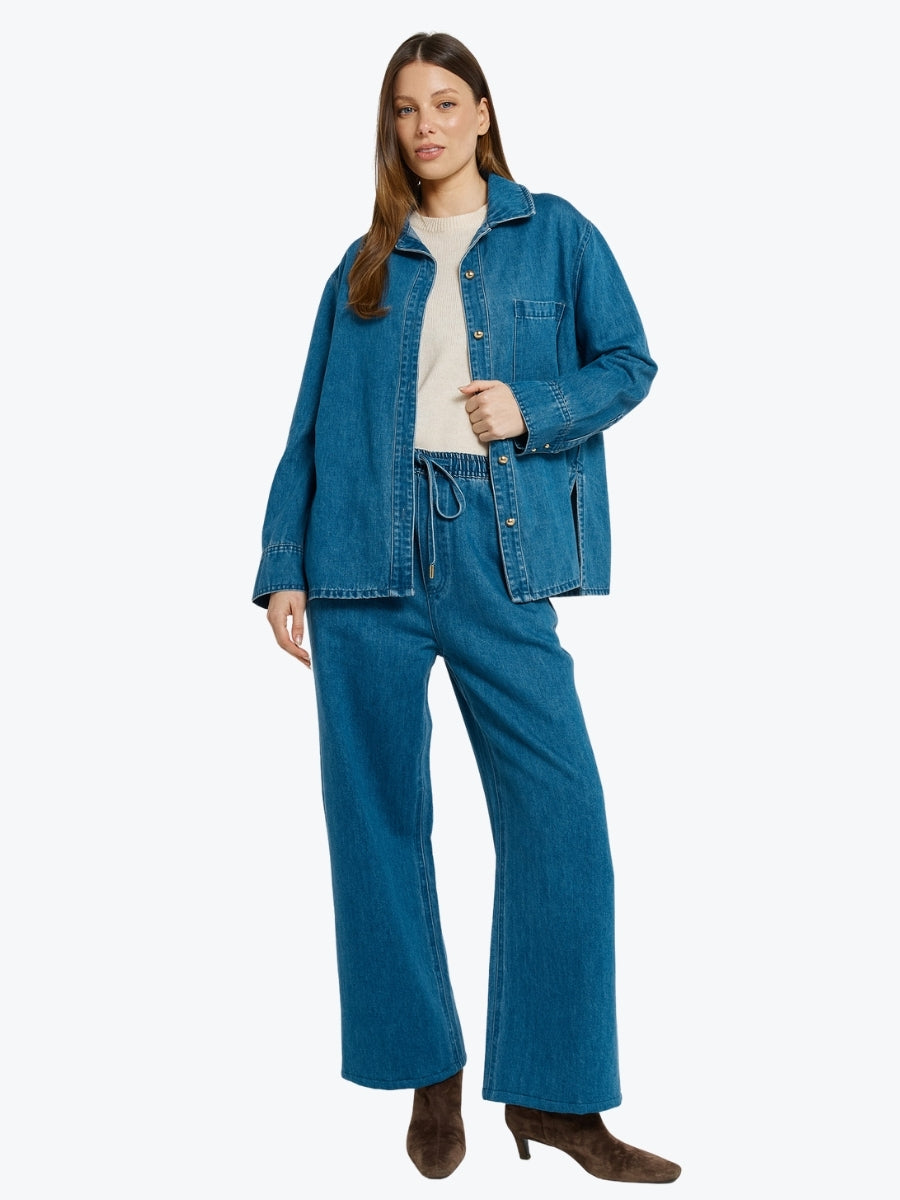 Betty Basics Vesper Denim Shirt | Mid Blue
