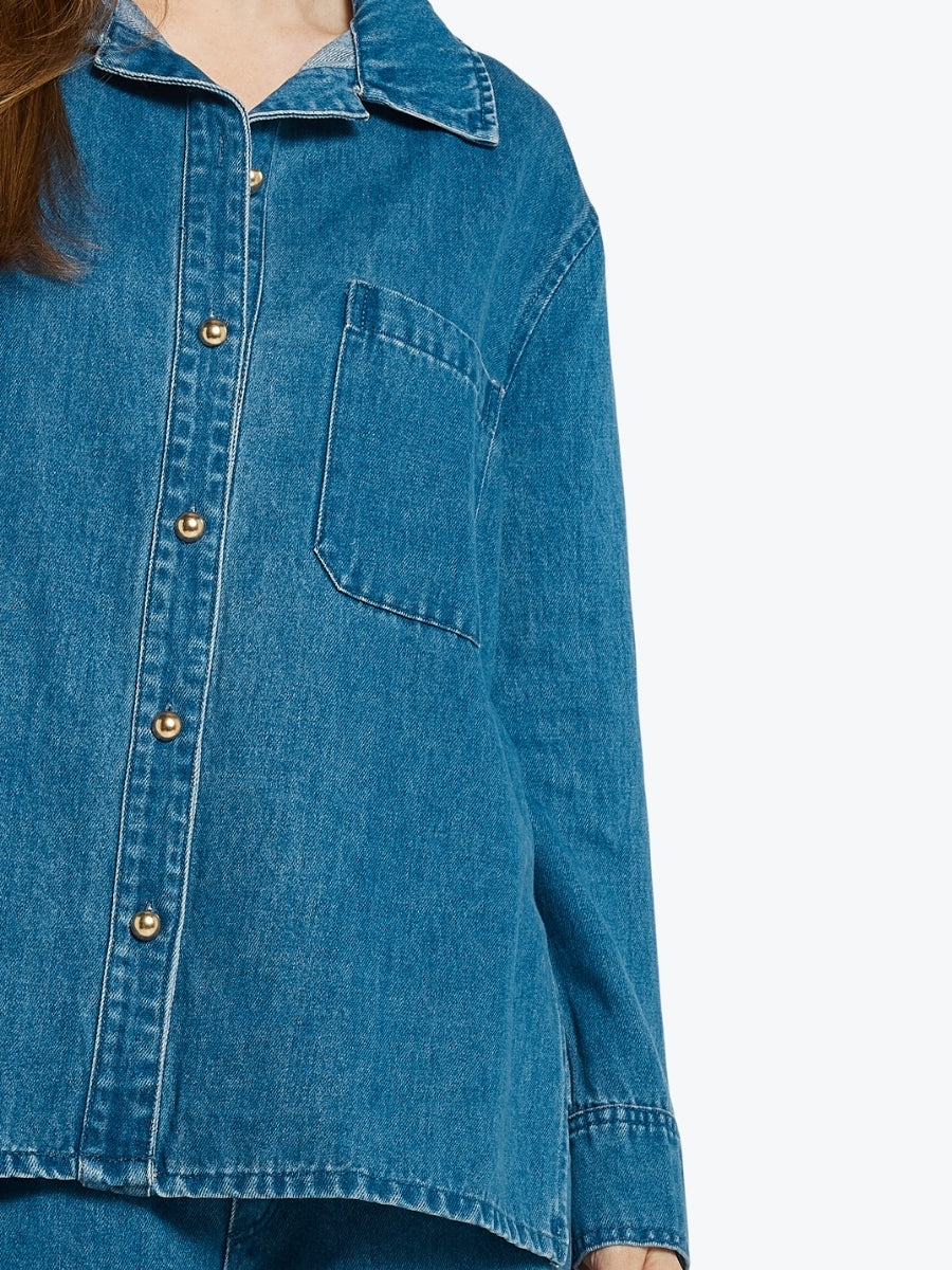 Betty Basics Vesper Denim Shirt | Mid Blue