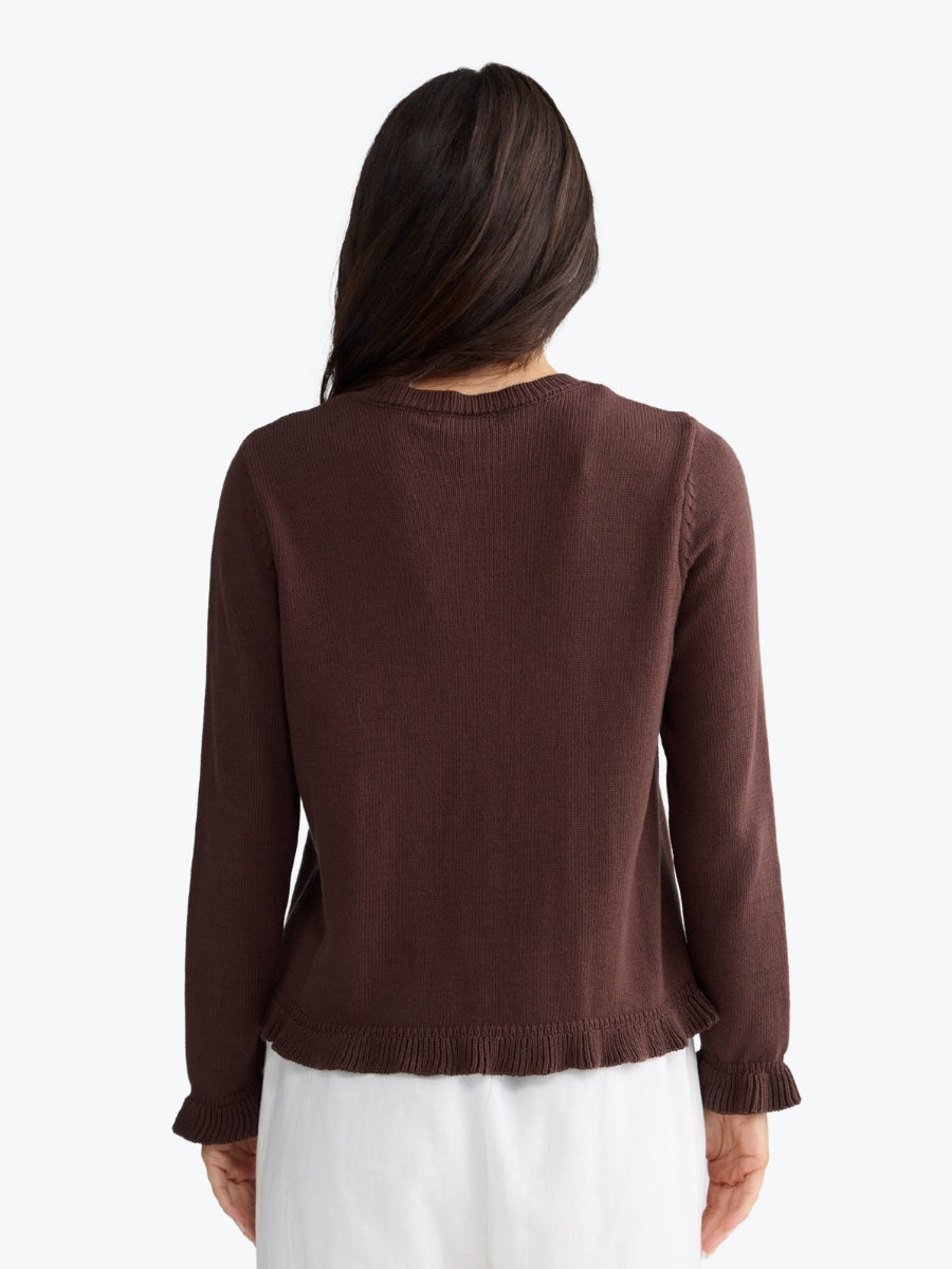 Brave + True Lorrie Frill Cardi | Chocolate