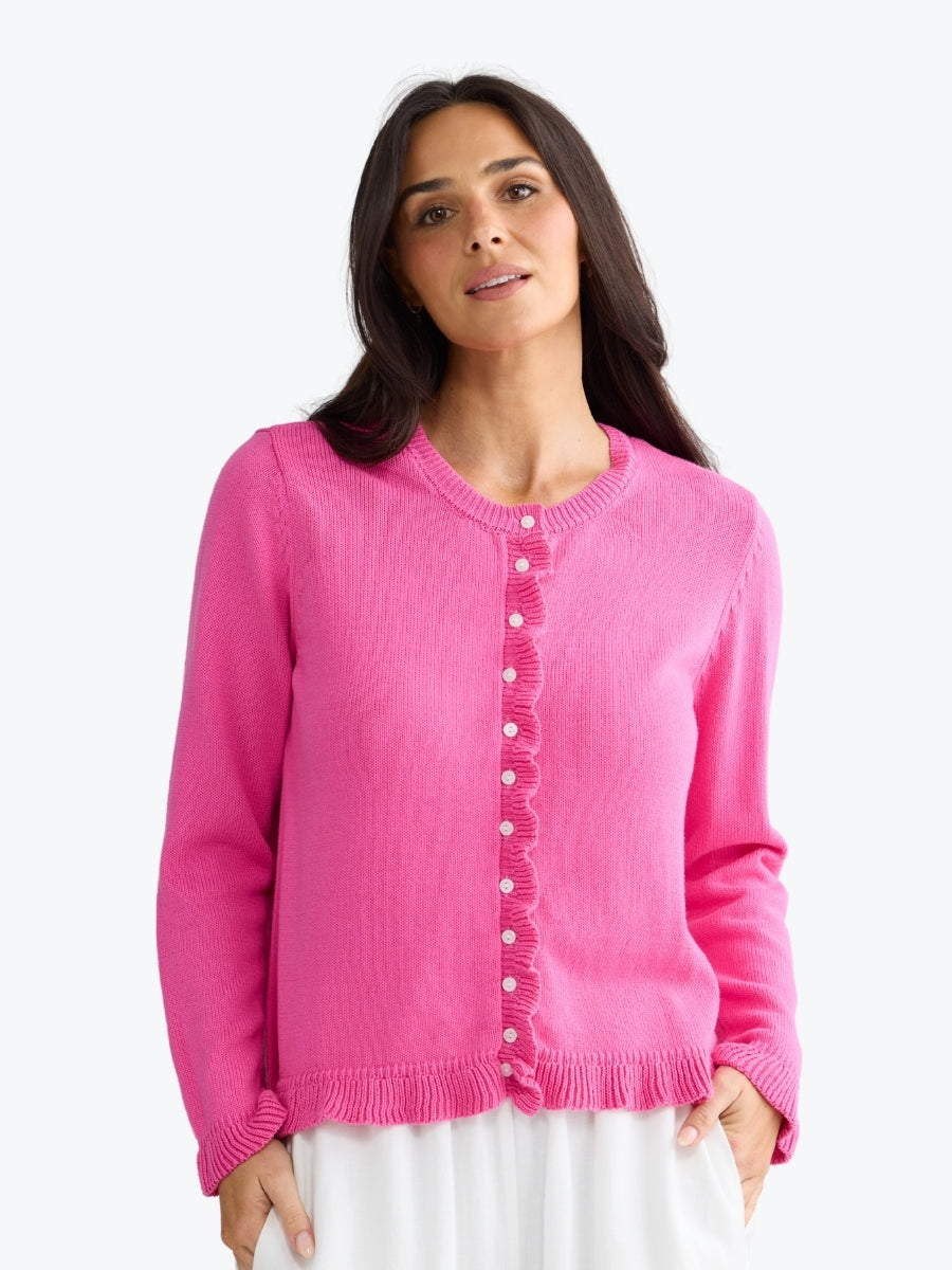 Brave + True Lorrie Frill Cardi | Hot Pink