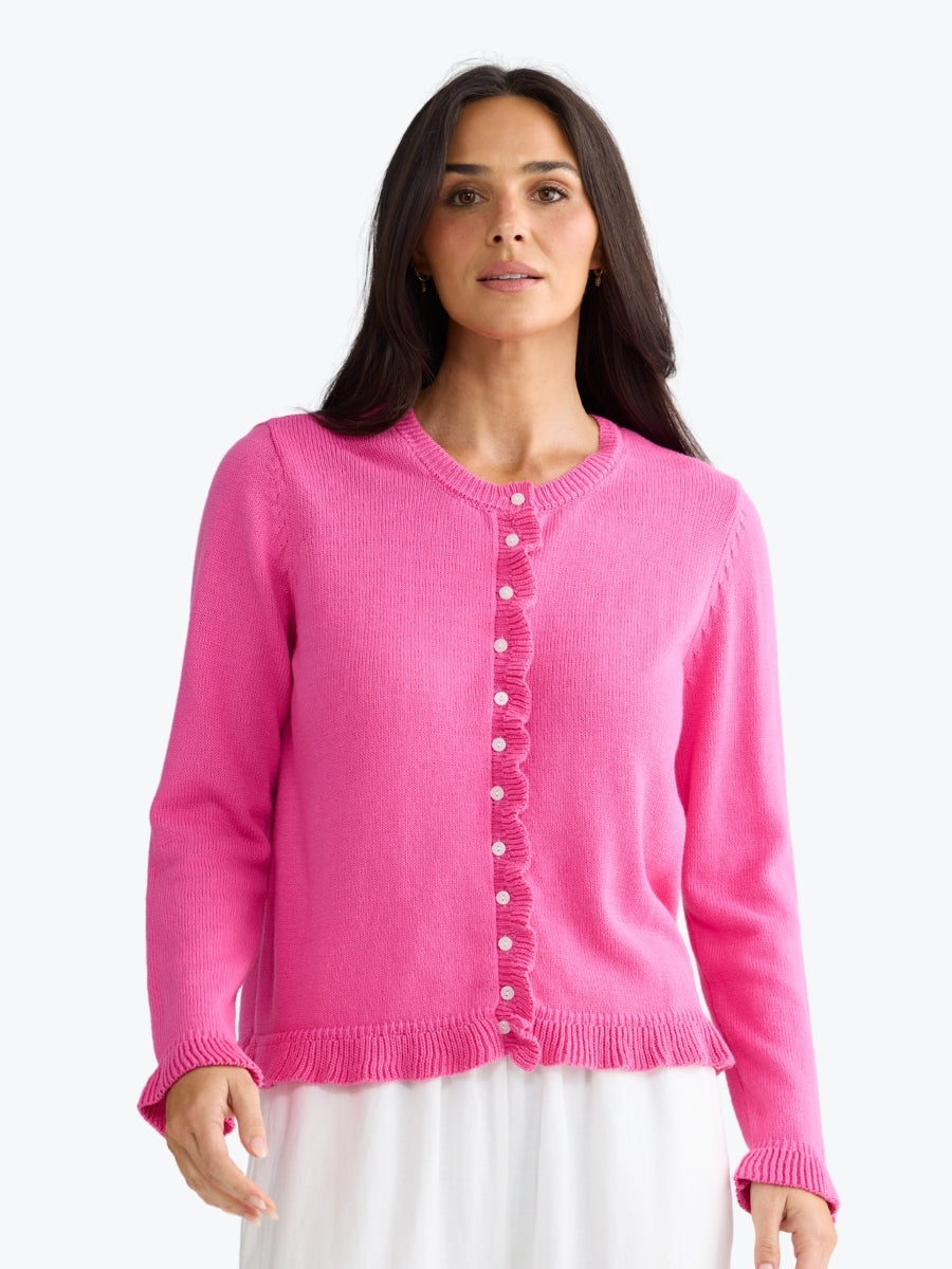 Brave + True Lorrie Frill Cardi | Hot Pink