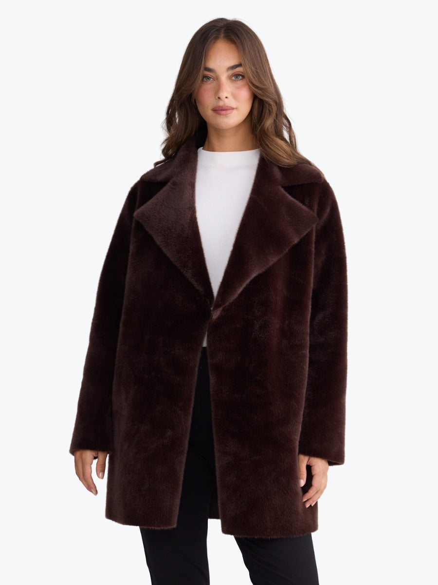 Brave + True Odette Fur Coat | Chocolate
