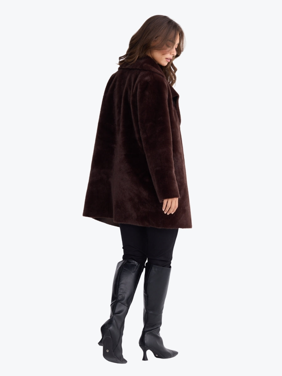 Brave + True Odette Reversible Fur Coat | Chocolate