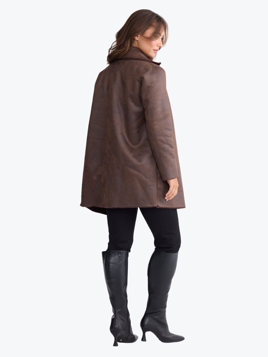 Brave + True Odette Reversible Fur Coat | Chocolate
