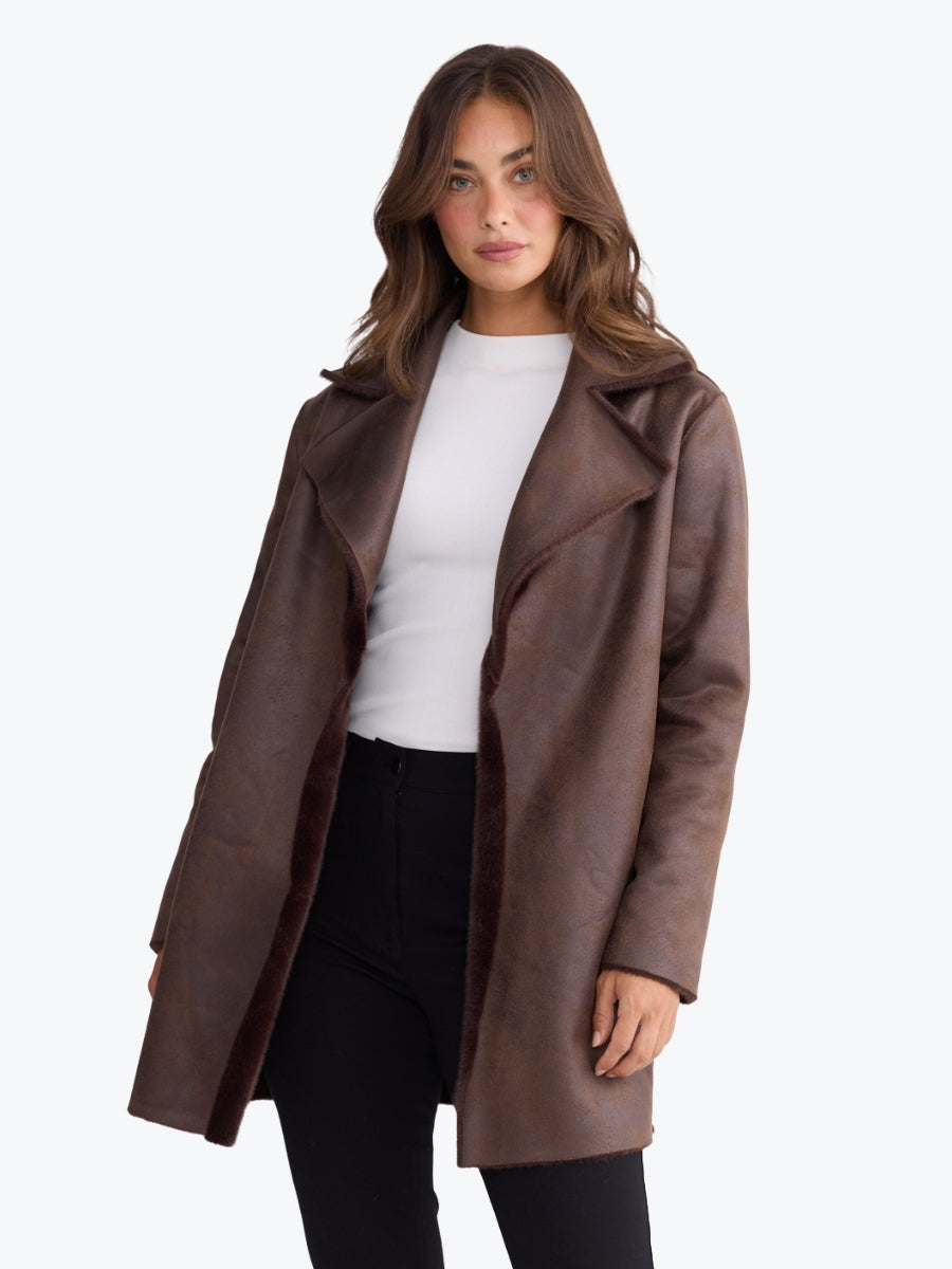 Brave + True Odette Reversible Fur Coat | Chocolate