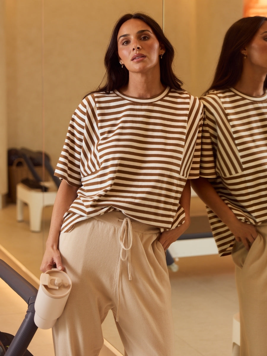 Brave + True Sana Tee | Beige Stripe