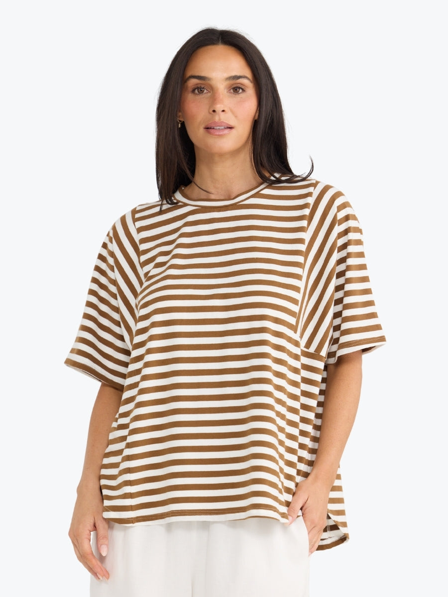 Brave + True Sana Tee | Beige Stripe